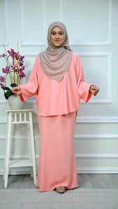 Kurung kaftan mini moden with kain duyung - Kaftan loose material comocrepe - Kaftan viral