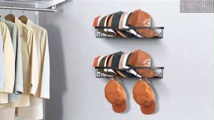 Hat Storage Rack for Baseball Caps Retractable Hat Cabinet Wall Mounted Hat Organizer Fit 40 Caps Holder For Wall Space-Saving Hat Organising Racks For Cloakroom Home Kitchen