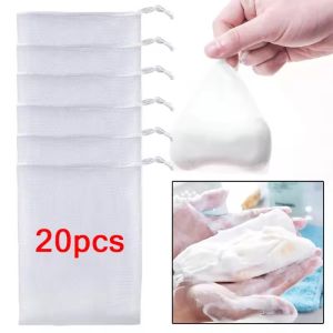 20PCS Foaming Net Facial Cleanser Soap Mesh Bag Body Wash Foaming Mesh Bag Drawstring Bag Foam Net Household Cleaning Supplies