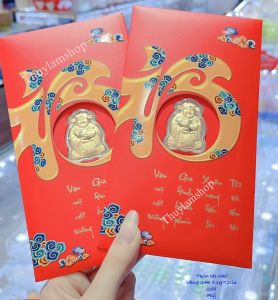 Phong Bao Lì Xì Thần Tài vàng 24k thật 0.1gram quà tặng lì xì ý nghĩa ngày Tết Thuylamshop