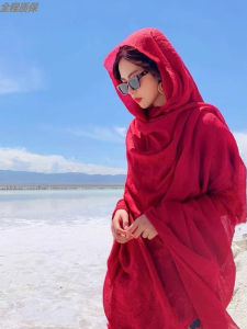 Khăn Choàng Lụa Vải Lanh Cotton Phong Cách Nữ Đi Biển Chụp Ảnh Khăn Quàng Cổ Che Đầu Chống Nắng Sa Mạc Khăn Lụa Mùa Hè