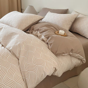 Modern Minimalist Pure Color Cotton Bedding Set 1.8m Bed Japanese Unprinted Style Bed Sheet Quilt Cover 100% Cotton Three Piece Set