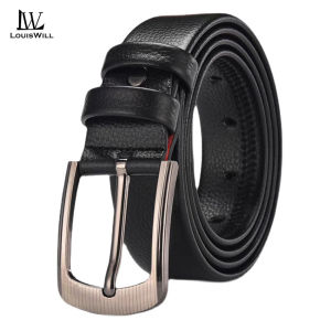 LouisWill Men Belts Leather Belt Second-layer Cowhide Leather Belt Simple Waist Belts 120cm Adjustable Length Belts for Men with Classic Buckle Vintage Jeans Belt
