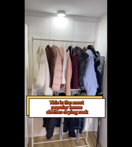 MOD Double-deck Clothes Drying Rack | Floor-standing Double Hanger Rack with Wheels | Mobile Clothing Organizer | Multi-functional Coat Rack