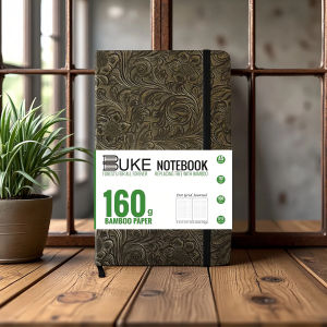 BUKE Retro Floral Pocket Dotted Journal 3D Embossed Faux PU Leather A5 Hardcover 160gsm Thick Paper 5x5mm Dot Grid Notebook