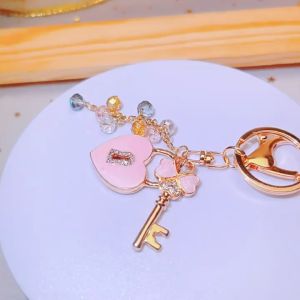 [SPRINTT] GK055 Gantungan Kunci Diamond Empat Daun Semanggi Hati Liontih Bunga Cantik Mobil HP Tas Good Luck Keychain Pria Wanita