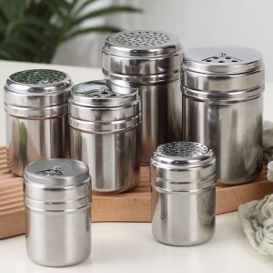 OKKFINE Spice Jar Seasoning Jar Multi-purpose Stainless Steel Spice Pepper Shaker Durable Rotating Cover Salt Sugar Bottle