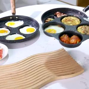1 Cast Iron Non-Stick Omelette Pan Pancake and Burger Cooker Suitable for Gas and Electric Stoves Multi-Burner Design Ideal
