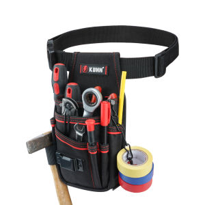 Electrician Tool Pouch with Belt Clip - 7-Pocket Lightweight Small Tool Belt Pouches HVAC - Heavy Duty Multi-Pocket Organizer