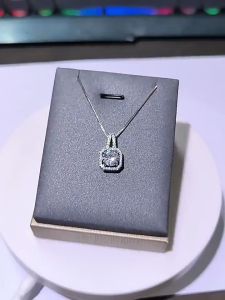 Sterling Silver 925 Italy Original Necklace Womens Moissanite Square Zircon One Carat Earrings Ring Three-Piece Jewelry Birthday Gift