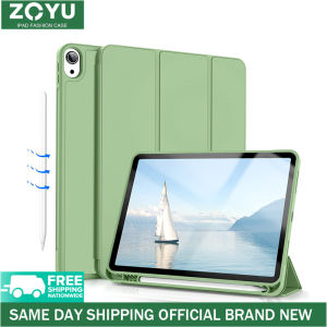 ZOYU iPad Smart Case iPad 2022 Air 5th Generation Case iPad 2020 Air 4th Gen Case iPad 2019 Air 3 with Pencil Holder Smart Stand Soft TPU Back Shell Cover Support Touch ID Protective Case for iPad Air 10.9 inch 2020 Pen Slot On The Left Grey New