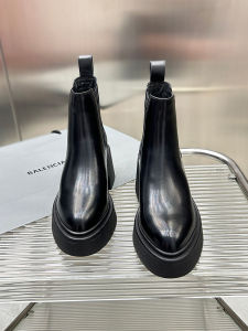 Womens Pointed Toe Chelsea Short Boots Thick Bottom Heightening Retro Tubular Boots Martin Boots Waterproof Platform British Style