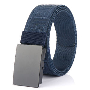 เข็มขัดผ้าไนลอนสำหรับผู้ชาย ทรงลำลอง หัวเข็มขัดแบบกดเรียบ สำหรับฤดูร้อน สำหรับการฝึกทหาร วัสดุผ้าไนลอน หัวเข็มขัดโลหะผสม