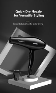 Vermax Professional Hair Dryer Salon Electric Blower 2300W High Power Faste Dry3 Temps Nozzle