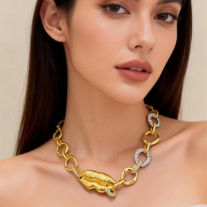 Exaggerated Fashion Metal Alloy Lips Charms Chunky Choker Necklace Jewelry For Women Brand New Chain Statement Accessories