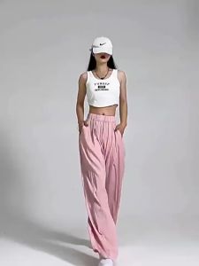 RS Casual Ice Silk Celana Highwaist Wanita Polos Loose Pants Pinggang Elastik Celana Panjang B105
