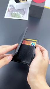 Flip Card Holder Slim Pocket Wallet Multi-Function Card Holder Coin Purse Genuine Leather Mini RFID ID Credit Card Wallet for Men Women