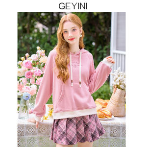 HEYINI | Áo Khoác Len Hoodie Hồng Phong Cách Nhỏ Gọn Dễ Thương