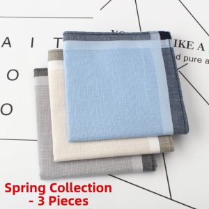 Mens Retro Pure Cotton Handkerchief Premium Sweat Absorbing Square Scarf Fine Handkerchief Classic Fashion Accessories