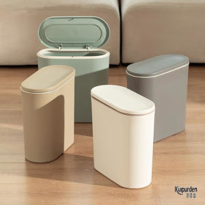 2023 New Acrylic Press Type Trash Can for Bathroom Home Use Sanitary Barrel with Lid Long Tube Shape Household Garbage Can