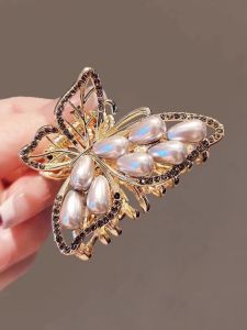 2024 New Butterfly Hair Clip Womens Elegant Feeling Shark Tail Hair Clip Half up Hair Fairy Dust Hair Accessories