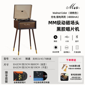 Vintage Black Vinyl Record Player Bluetooth Sound System Integrated High End Decorative Ornaments Retro Music Gaming Devices