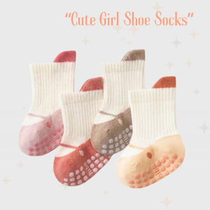 CleverMama (0-5Y) Baby/Toddler Anti Slip Ballerina Strap Shoe Contrast Socks Cotton for baby girl