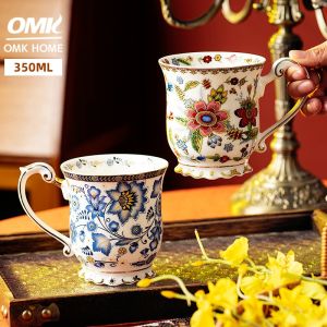 OMK European classical style bone china mug 350ML Ceramic coffee cup