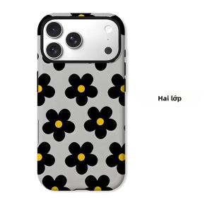 Ốp Điện Thoại iPhone Hai Lớp Màu Vàng Đen Hoa Cúc Chống Sốc Chống Xước Chất Liệu PC Mềm + TPU Tương Thích Với Nhiều Mẫu Máy