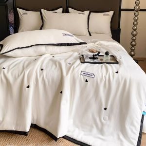 Luxurious Summer Cooling Four-Piece Set Silk Lyocell Ice Silk Air Conditioning Thin Quilt Single/Dual Person Summer Comforter