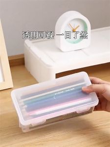 Large Capacity Stationery Storage Box Multifunctional Transparent Waterproof Plastic Box Student Pencil Case for School Supplies Nail Dotting Drawing Brush Pen Container Case