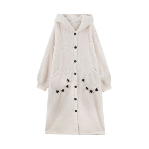 StarrySweet plus Size Coral Fleece Bear Pajamas Autumn Winter Thickened Home Robe Womens Comfortable Sleepwear Home Clothes