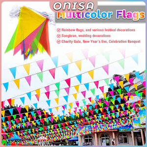 Fiesta Flag Birthday Party Decorations Flags 40Meters Multicolor Bunting Triangle Flag Multicolor