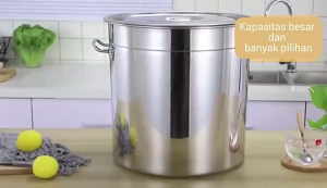 Panci Dandang Stainless Steel /Tebal Panci Bakso Jumbo Stockpot Panci Kukus Panci Besar /Stockpot Full Stainless Sus 304/12L 21L 34L 50L