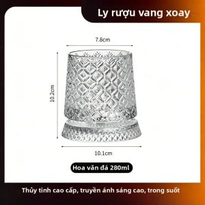 Ly Rượu Whisky Xoay 280ml Pha Lê Cao Cấp Sáng Tạo Dùng Cho Rượu Rum Cocktail Bia Quà Tặng Tiệc Tùng
