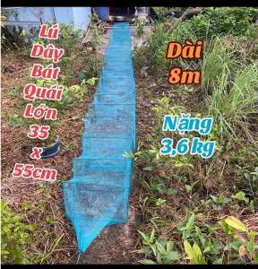 Lú đại khung to 35 x 55cm chiều dài 8 mesh 22 khung kẻm nặng 36kg và 18 cửa hom mặt lưới 15p hay 07cm vuông