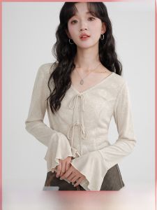 Flared Sleeve V-Neck Knitwear For Women