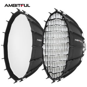 AMBITFUL 60cm 80cm  23.6 31.4 Studio Silver Wide Angle Beauty Dish Honeycomb Grid Radome Bowens Mount Softbox for Godox SK400II QT600II SL200II VL300