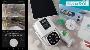 Hamrol 4k 8MP Dual Lens Dual Screen AOV PTZ WiFi Solar Battery Camera AI Human Detection Outdoor CCTV