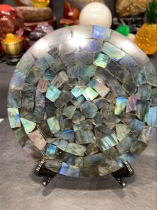 labradorite with shining blue color natural from earth #johorbahru #crystal #拉长石🌈彩光💜紫光💯天然拉长石片 17.5cm↔️ 美容石之称 改善睡眠、减压  直径diameter: 17.5cm  重weight: 0.35kg  📍Johor Bahru 区可自行取货或邮寄服务