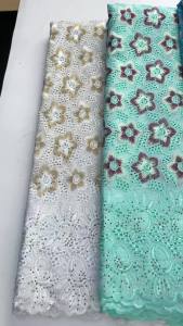 Black Nigerian Swiss Voile Lace Fabric 2026 High Quality African Cotton Lace Fabric Crystal Dubai Embroidered Cotton Dress A4987