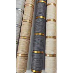 168 3D wood stripe waterproof self-adhesive wallpaper for dormitory bedroom living room PVC furniture renovation sticker wallpaper sticker (10m x 45cm)
