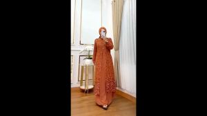 Gamis Kondangan Busui Terbaru Rahma Dres Ceruty Babydoll Mix Brukat M L XL XXL