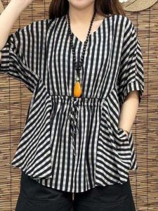 Áo Sơ Mi Chiffon Dáng Rộng Tay Ngắn Thời Trang Mùa Hè Cho Phụ Nữ Trung Niên Mẹ Phong Cách Mới Thoải Mái Thường Ngày Chất Liệu Khác