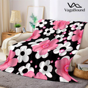 BILIBILI | Pink Bloom Flannel Blanket Warm Soft Halloween Christmas Decorative Couch Warm Cozy All-Season Gift