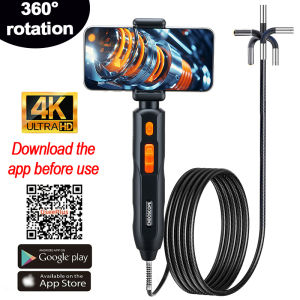 360° Type-C Articulating Endoscope Camera 4K UHD Borescope Car Inspection Industrial Endoscope For IOS Android Auto Repair