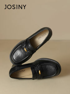 Josiny | Thick Heel Loafer Shoes Feminine Commute-Style British Aesthetic Metal Buckle Height-Enhancing Slimming