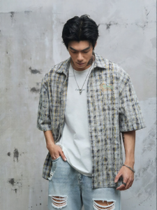 LUJIAMEN | Casual Check Large Loose Cotton Retro Fitness Shirt