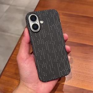 Carbon Fiber Kevlar Pattern PC Armor For Magsafe Magnetic Case For iPhone 17 Air 16 15 14 Plus 13 12 11 Pro Max Shockproof Cover