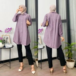 PROMO TERBARU TUNIK POLOS LINEN PREMIUM KANCING DEPAN BELAKANG TERMURAH